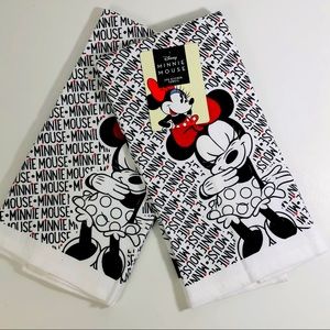 Retro Minniie Mouse Kitchen Dish Towels 2pk New